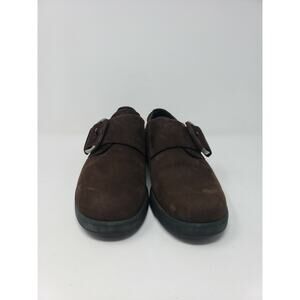 Ecco Womens Brown Suede Loafers Buckle Flats Size 41 US 10.5 M‎